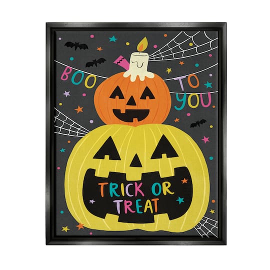 Stupell Industries Boo To You Fun Jack-O-Lanterns Framed Floater Canvas Wall Art